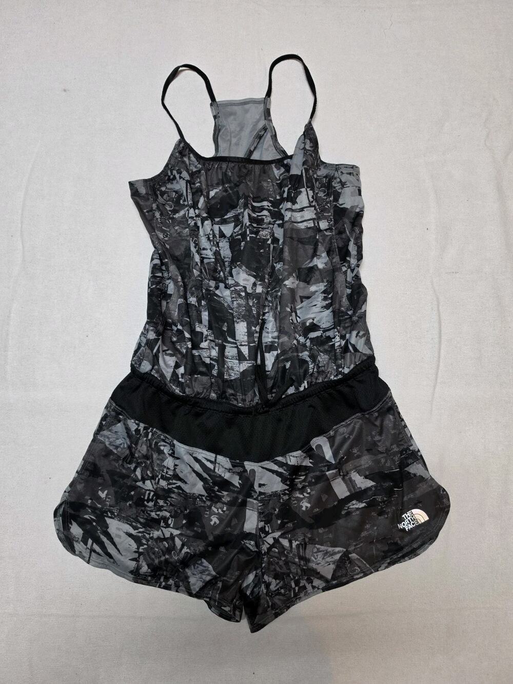 The North Face FlashDry Women’s S/P Black Gray Print Running Athletic Tank Top